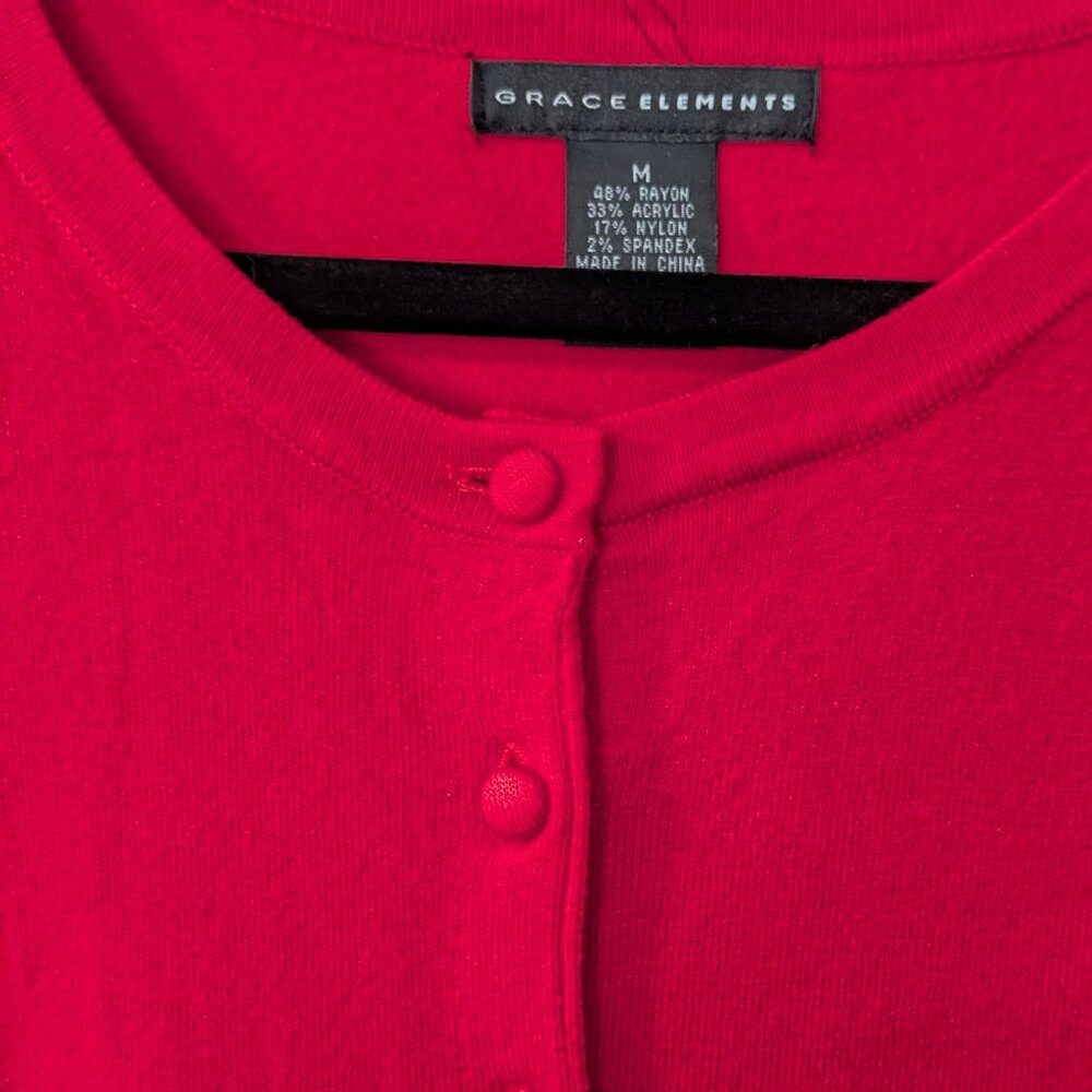 Grace Elements Women's Red Button Front Cardigan … - image 2